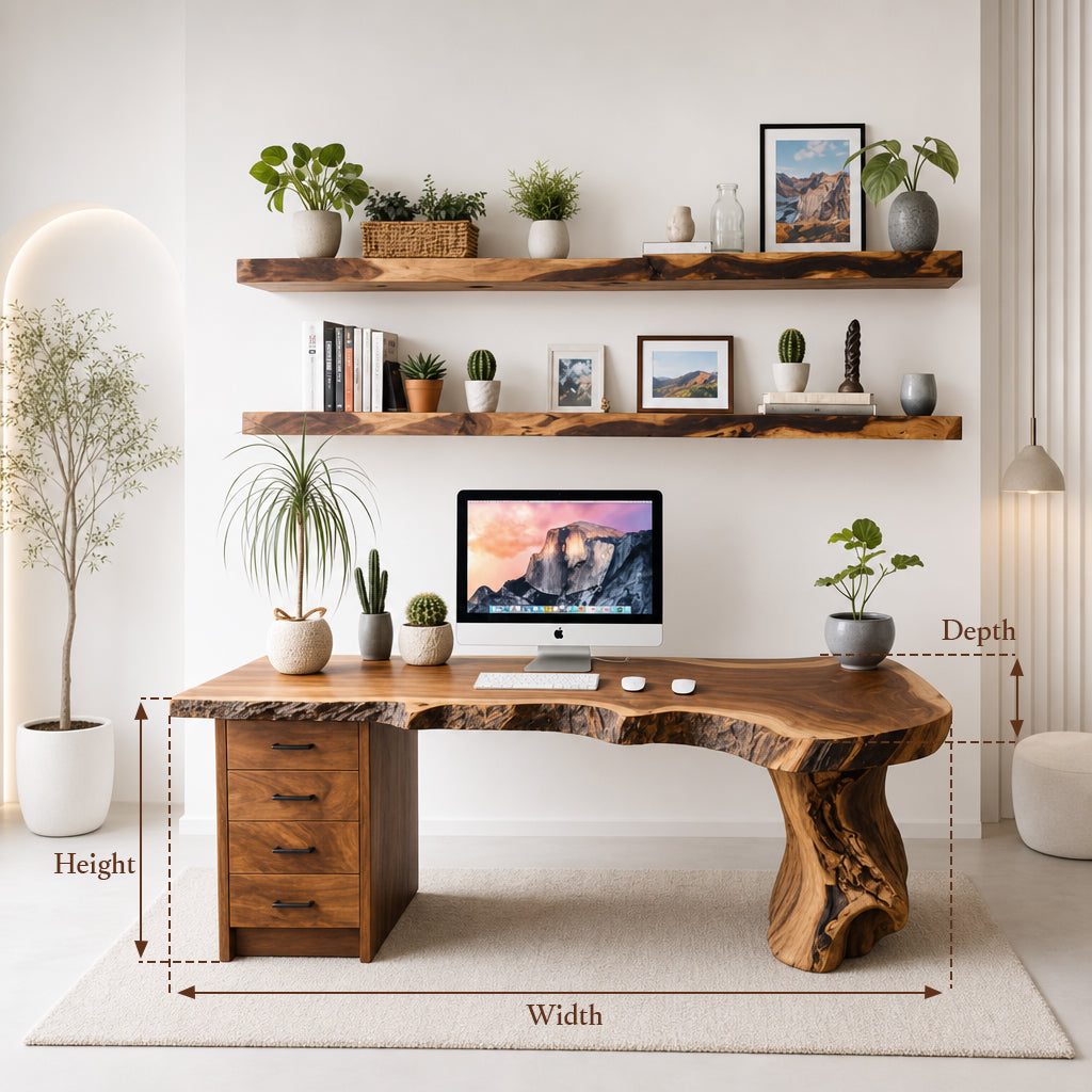 Handmade Live Edge Desk – Rustic Solid Wood Office Workstation for Home or Studio