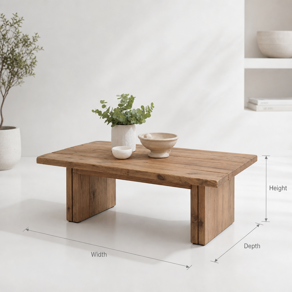 Handmade Organic Wood Coffee Table - Rustic Minimalist Living Room Furniture