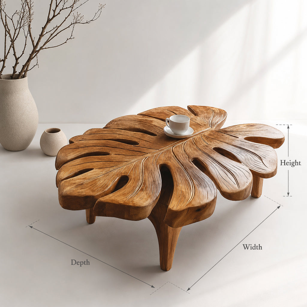 Handmade Solid Wood Coffee Table: Boho Modern Style