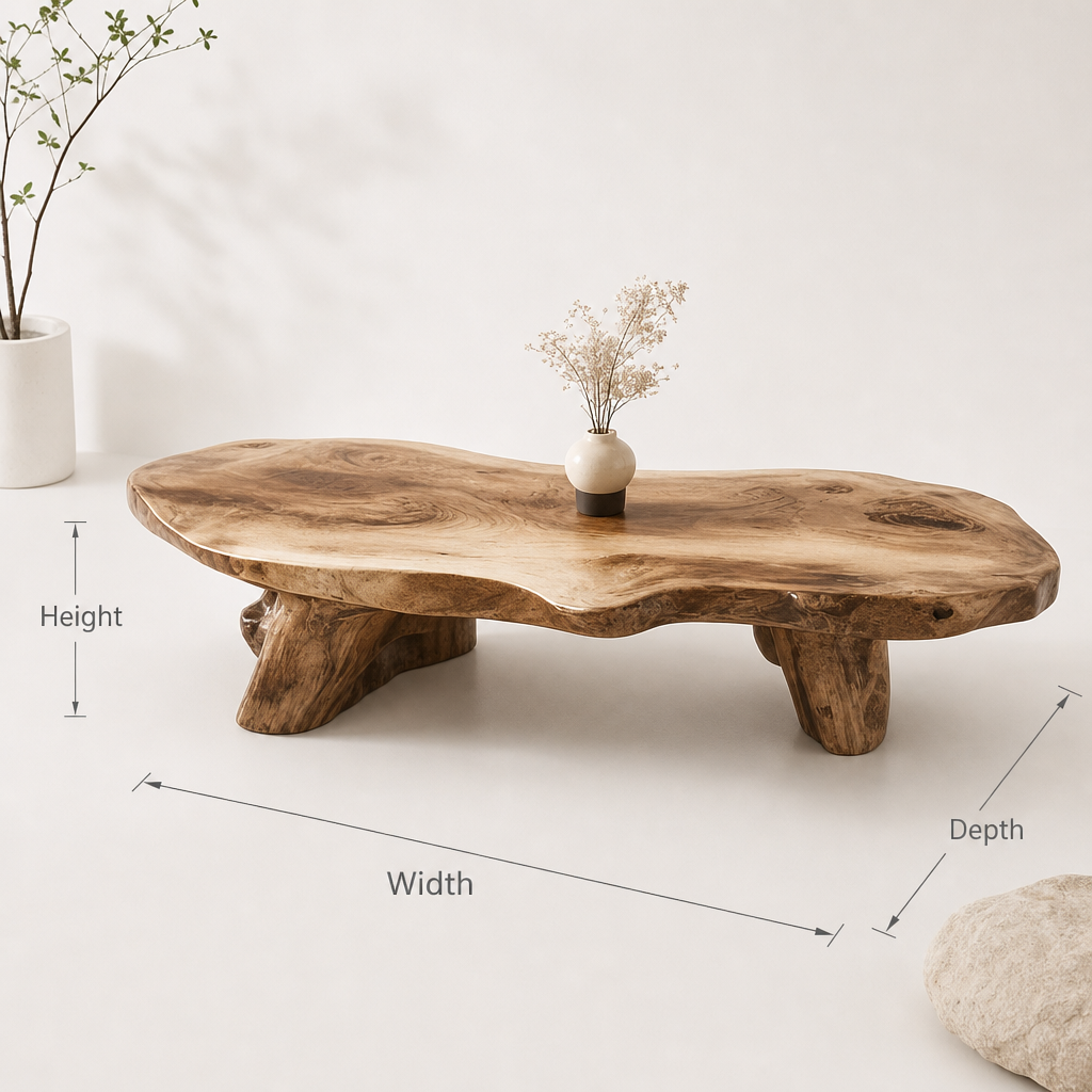 Handmade Solid Wood Coffee Table – Sculptural Organic Modern Furniture