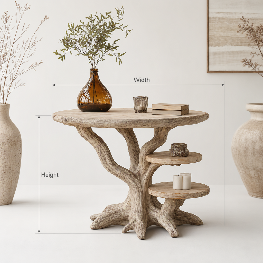 Handmade Solid Wood End Table, Tree Base Side Table, Rustic Home Decor
