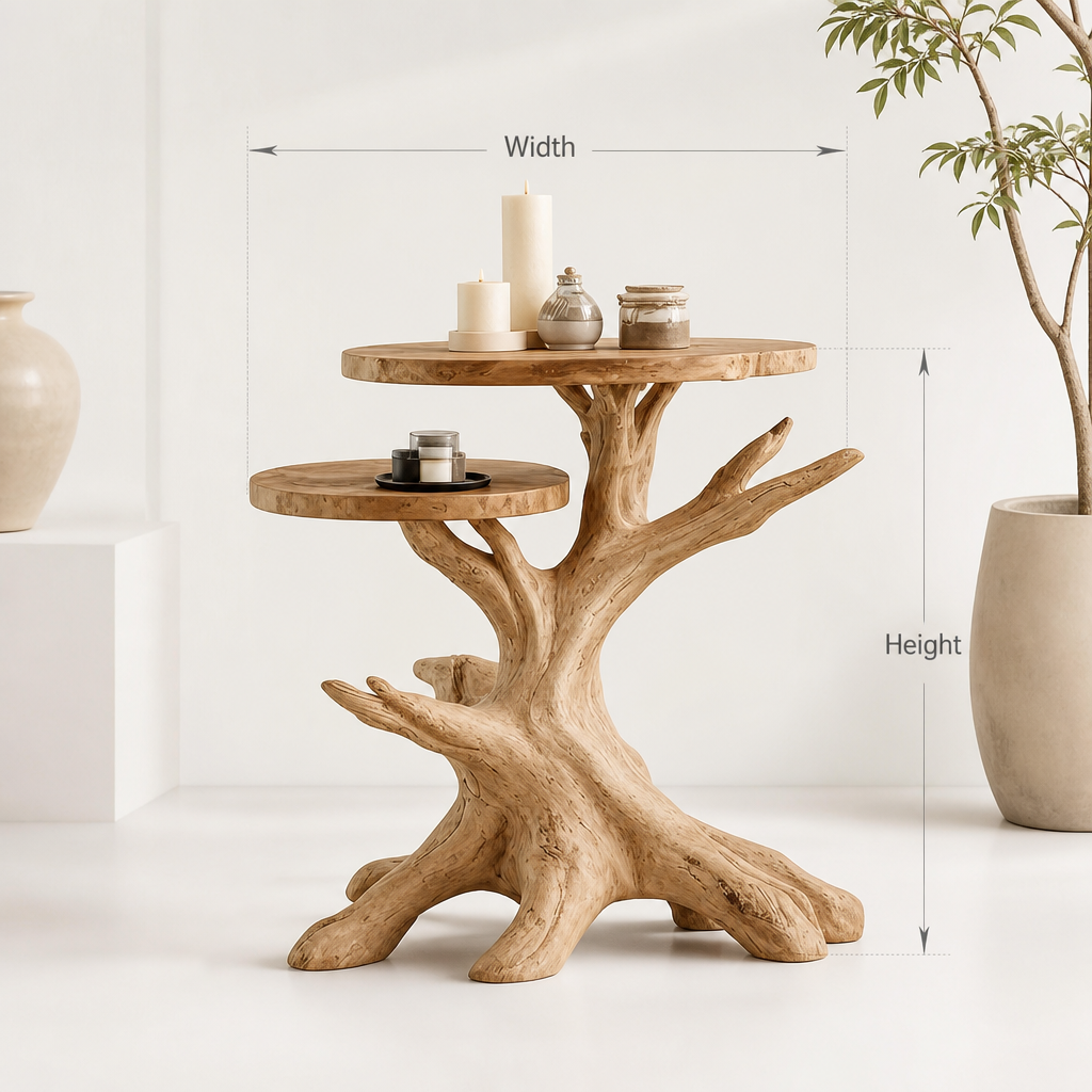 Handmade Solid Wood End Table, Tree Base Side Table, Rustic Home Decor