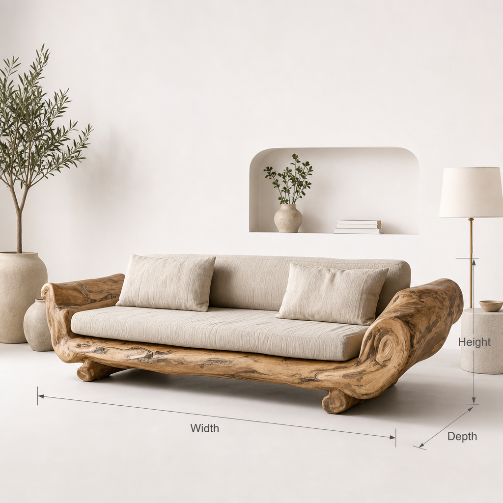 Rustic Japanese minimalist solid wood floor couch sofa for living room