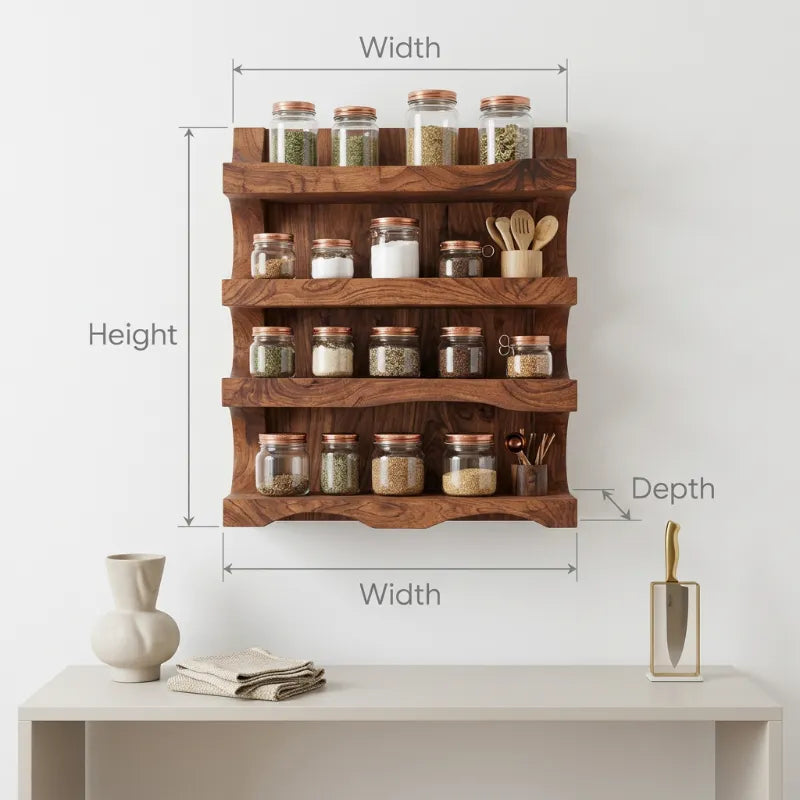 Handmade Spice Storage Rack Farmhouse Style For Kitchen