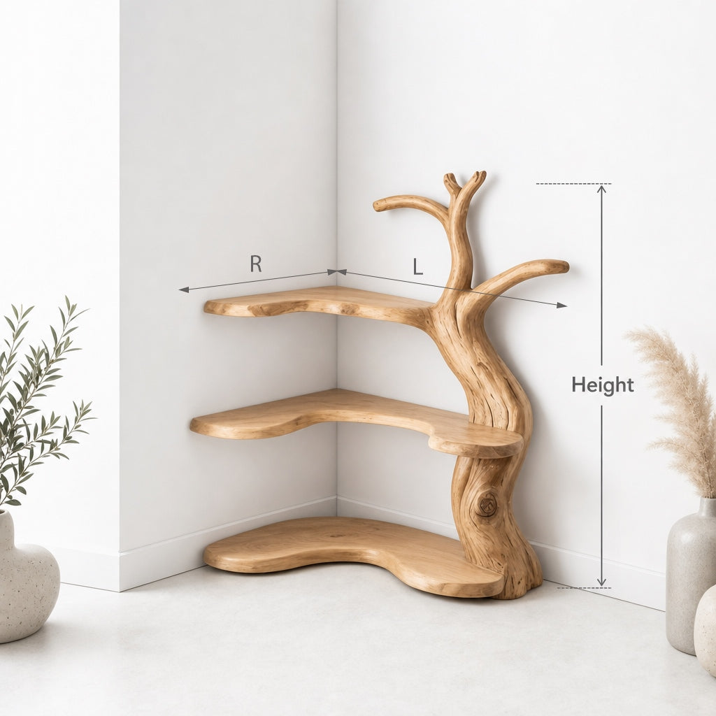 Handmade Wooden Tree Bookshelf for Kids – Rustic Corner Shelf for Nursery or Playroom