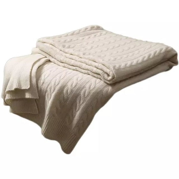 Creamy Knitted Cashmere Blanket Throw