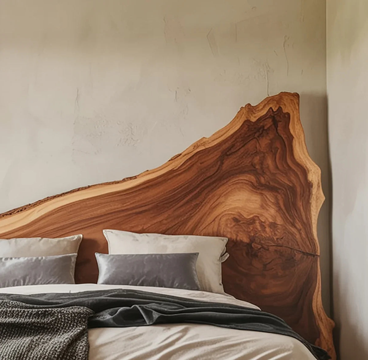Rustic wooden headboard for bedroom decor