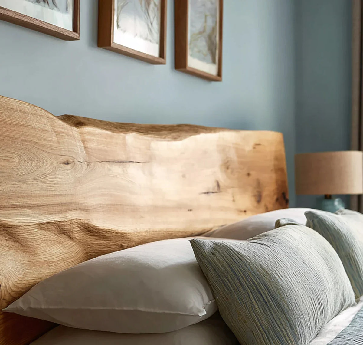 Wooden headboard statement piece for bedroom interior