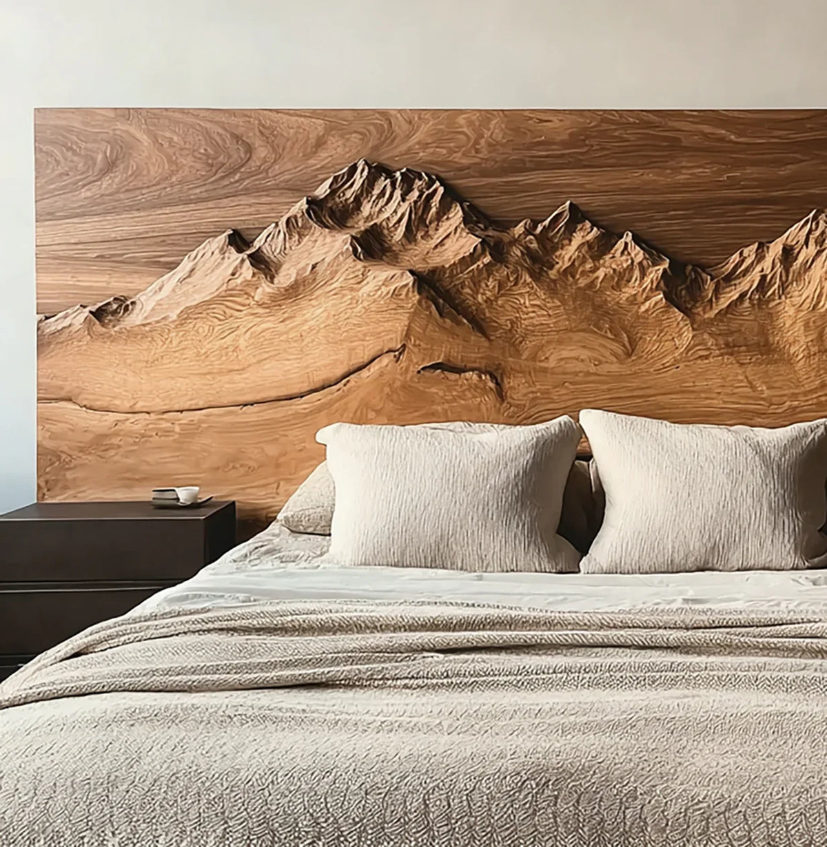 Cabin style headboard for cozy bedroom interior