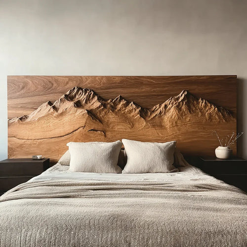 Rustic Mountain Headboard For Bedroom Or Chalet