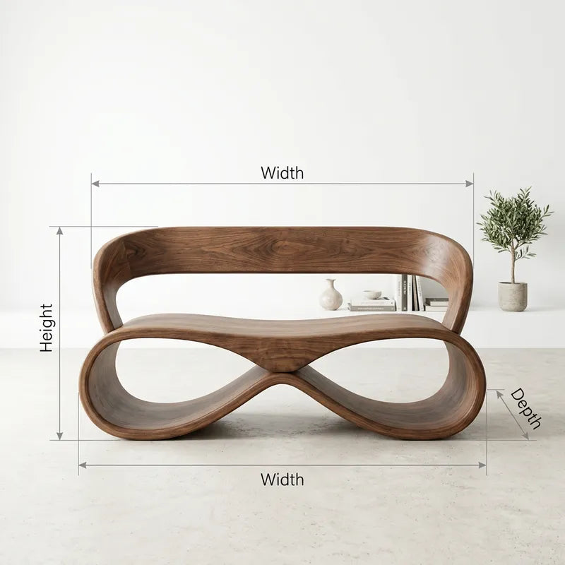 Infinity Loop Solid Wood Bench - Curved Sculptural Settee