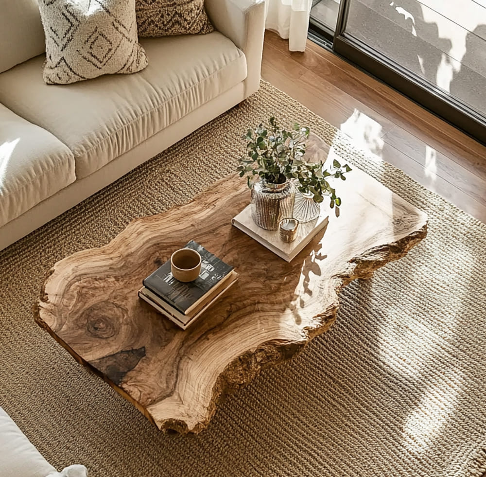 Irregular Freeform Live Edge Solid Wood Coffee Table
