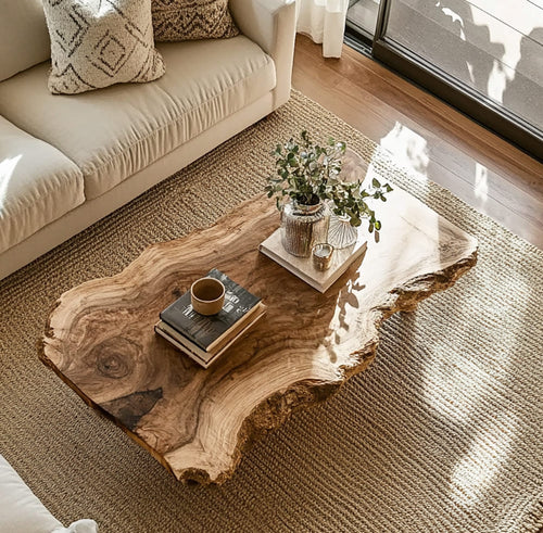 Irregular Freeform Live Edge Solid Wood Coffee Table