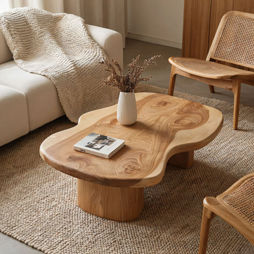 Irregular Organic Live Edge Solid Wood Coffee Table