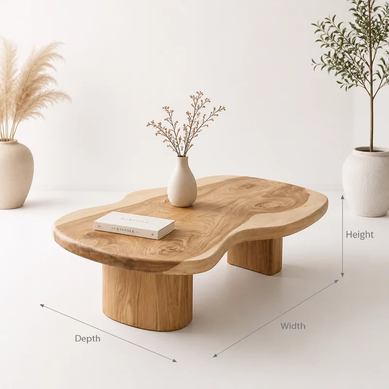 Irregular Organic Live Edge Solid Wood Coffee Table