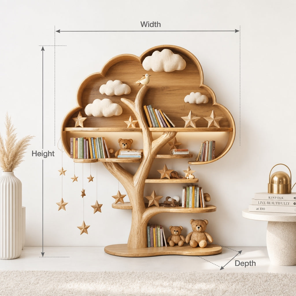 Kids Tree Bookshelf Solid Wood Room Decor Gift