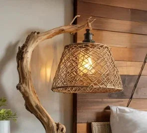 Rustic Driftwood Floor Lamp with Shelves – Handmade Wooden Standing Light - Ashdeco 2026