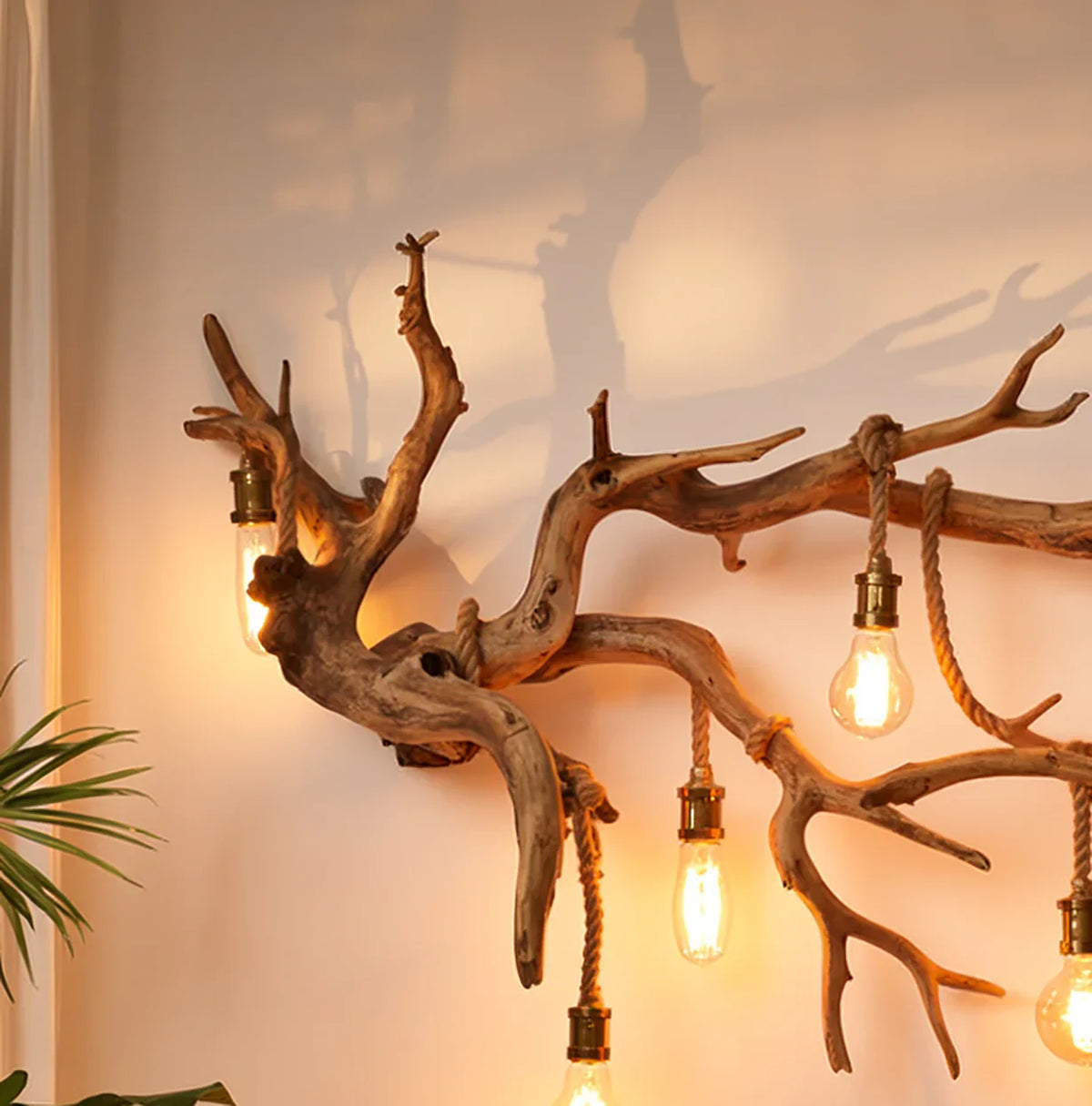 Rustic driftwood chandelier style wall mounted light