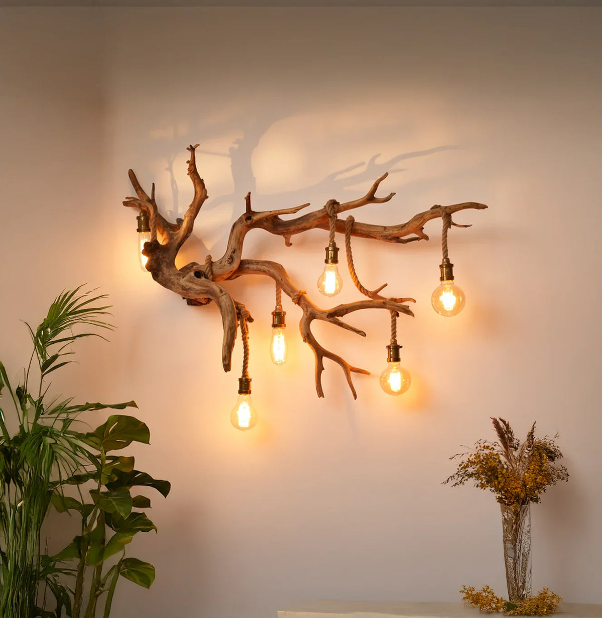 Unique driftwood lamp with tree branch design