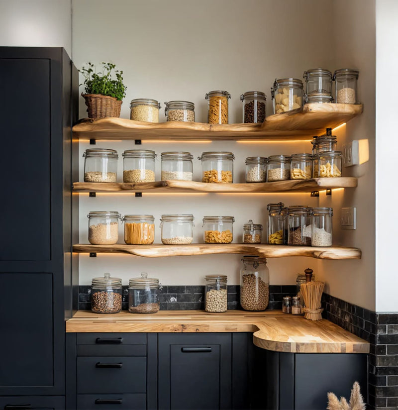 Handcrafted L-shape wall shelf crafted from solid wood