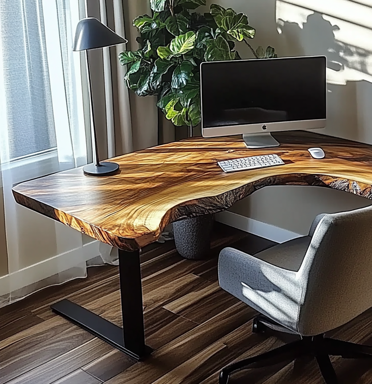 Modern industrial L shaped workspace desk