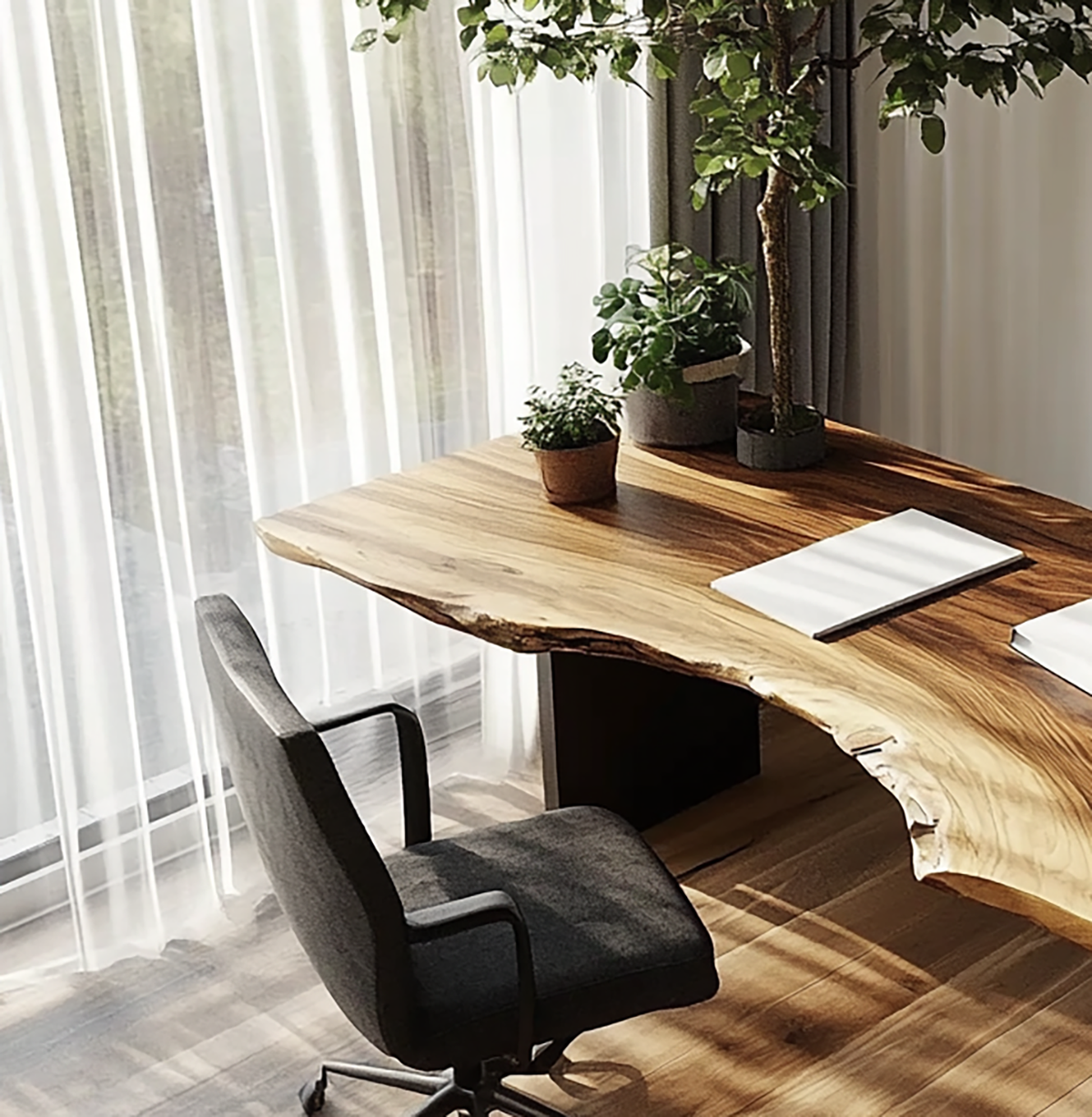 Organic modern office desk made from premium solid wood