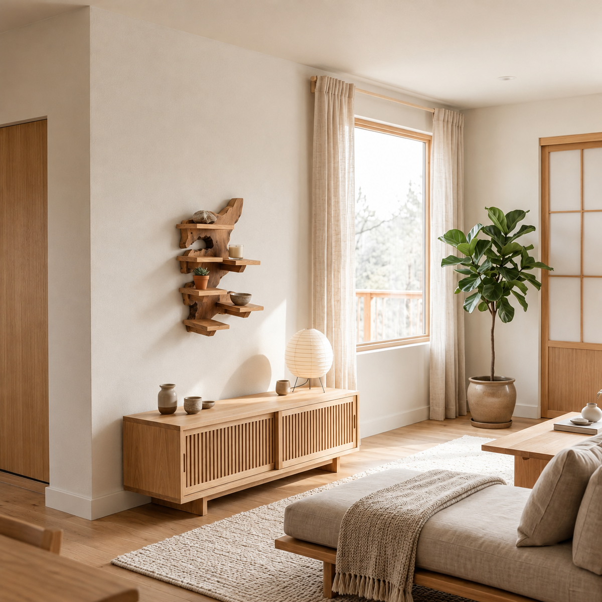 Live Edge Solid Wood Floating Display Shelf Sculpted Timber Slab Multi Tier Organiser