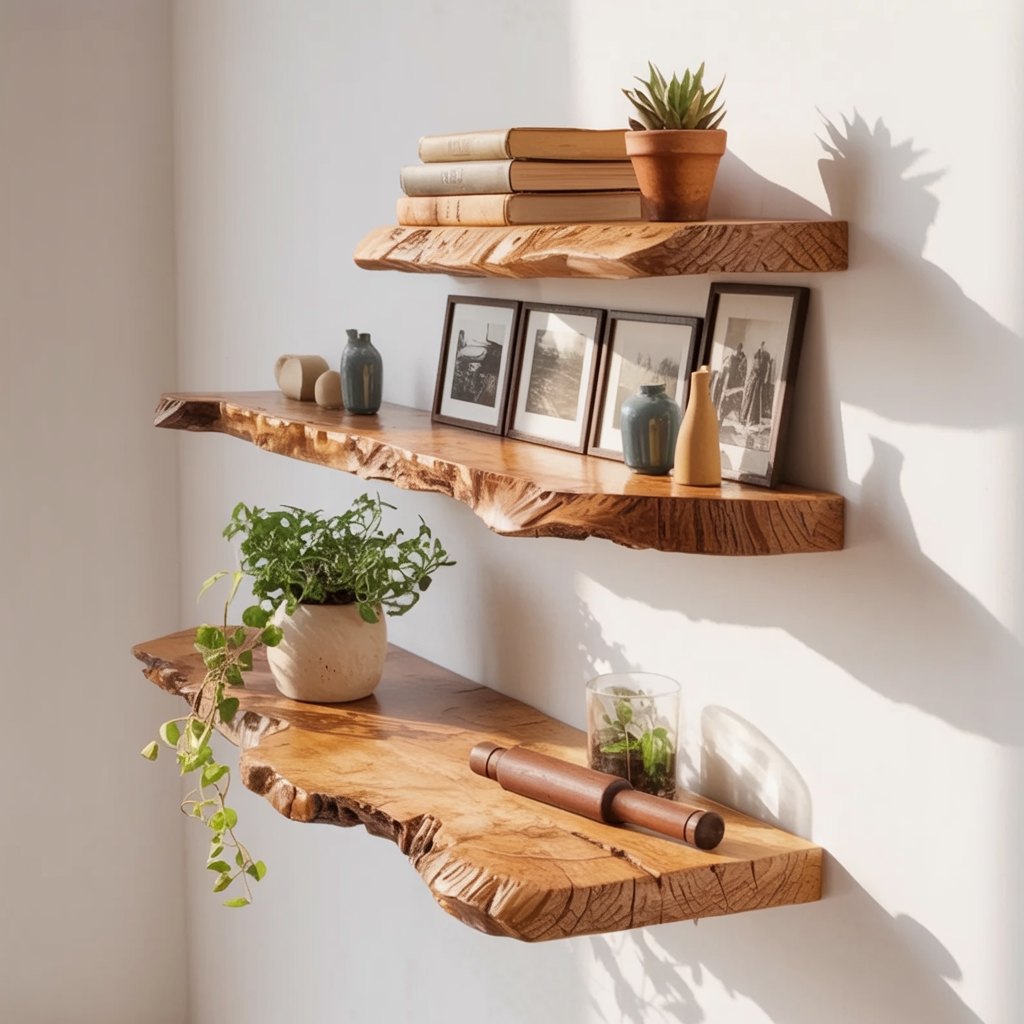 Rustic modern floating shelves for home wall decor