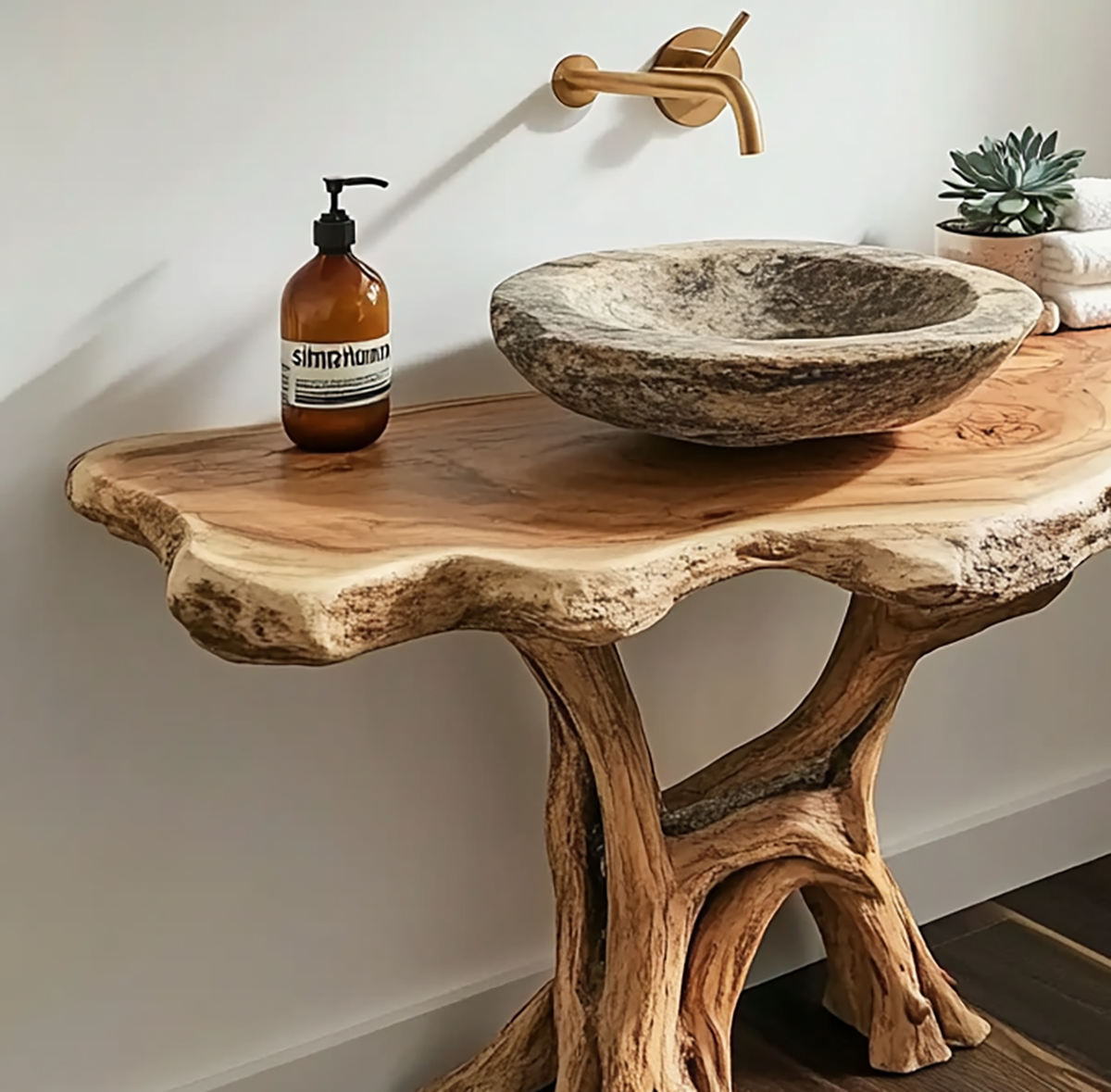 Solid wood coffee table for living room with organic style