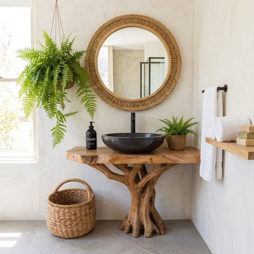 Live Edge Tree Root Solid Wood Bathroom Vanity Base