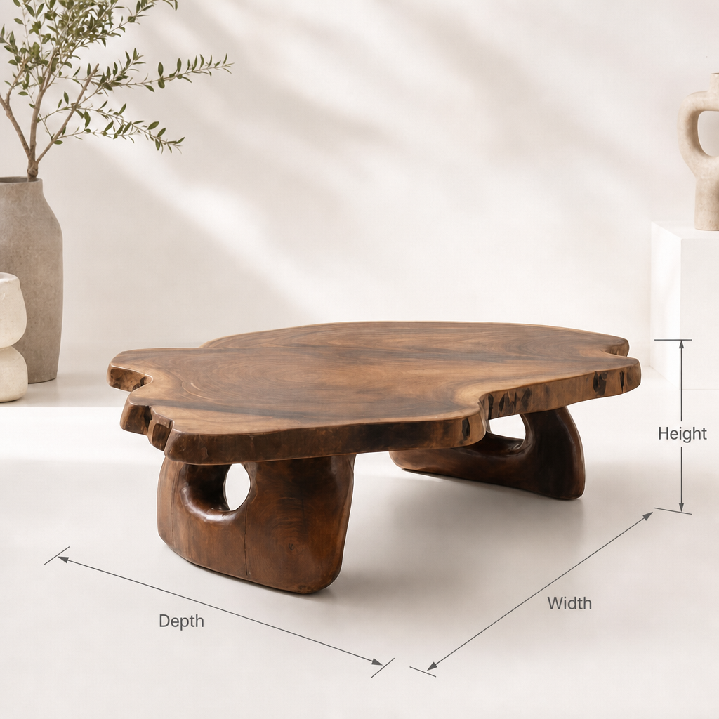 Live Edge Coffee Table – Handmade Solid Wood Center Table, Rustic Modern Decor