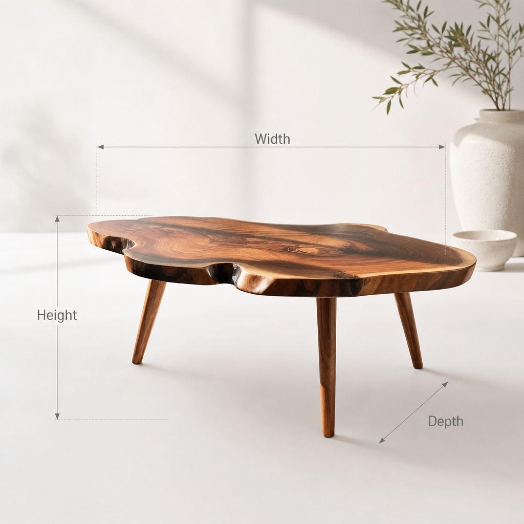 Live Edge Coffee Table, Solid Wood Handmade Rustic Organic Living Room Table