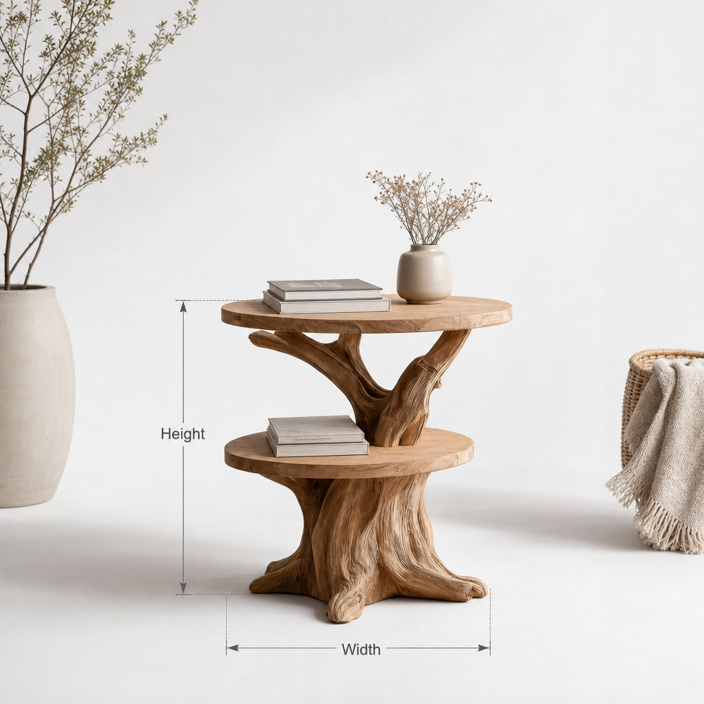 Live Edge End Table – Handcrafted Round Solid Wood Rustic Accent for Living Room or Bedroom