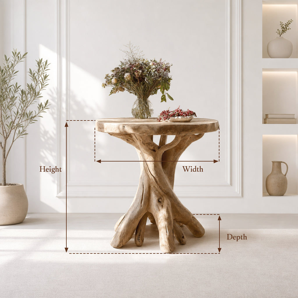 Live Edge End Table – Handcrafted Round Solid Wood Table, Rustic Handmade Accent