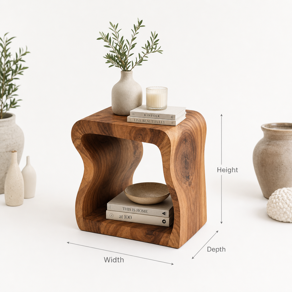 Live Edge End Table – Rustic Solid Wood End Table for Living Room