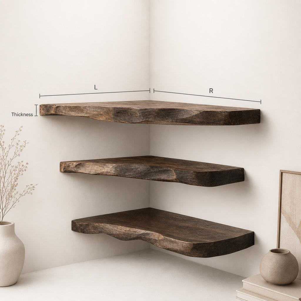 Live Edge Floating Corner Wall Shelves Decor