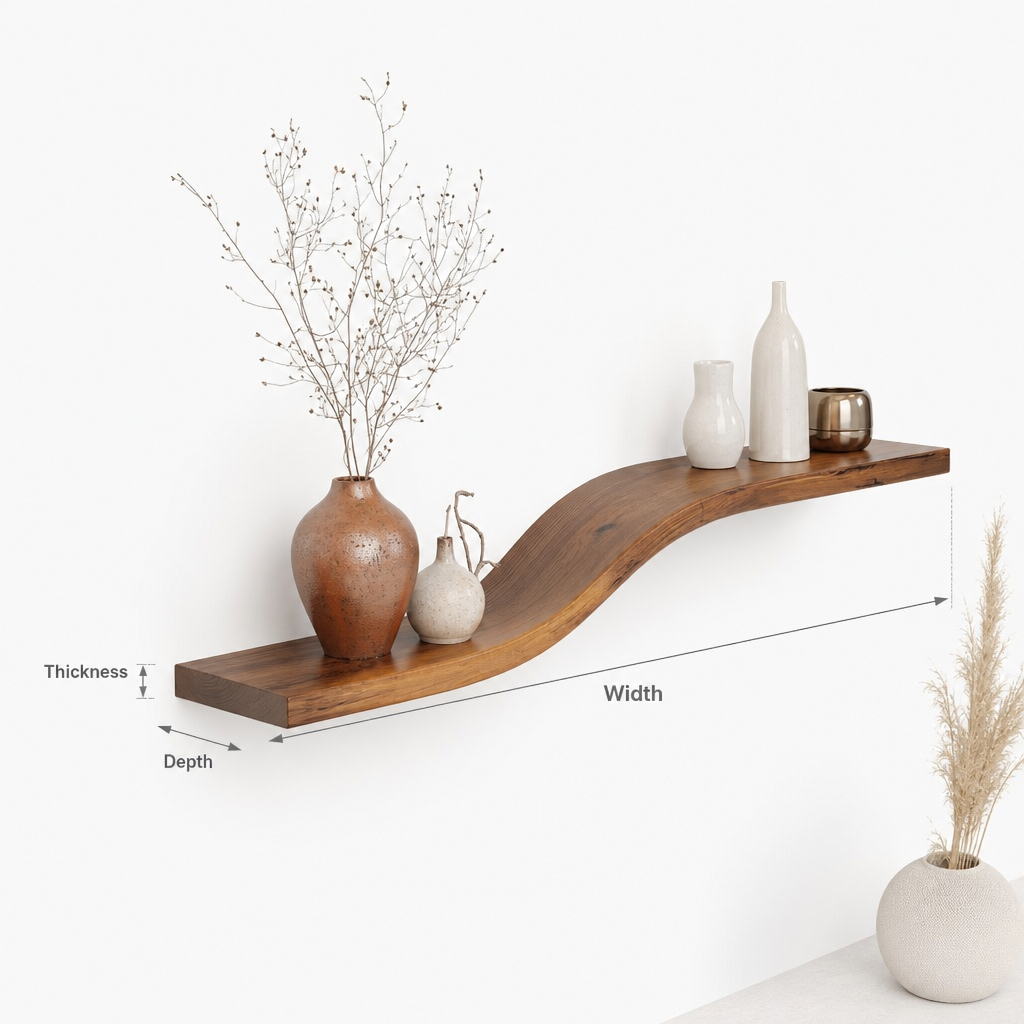 Live Edge Floating Shelf – Handcrafted Solid Wood Wall Decor
