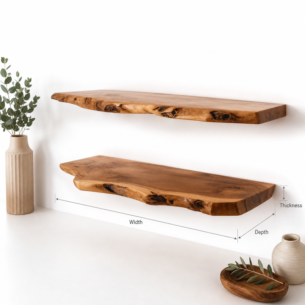 Live Edge Floating Wall Shelves – Wooden Home Decor