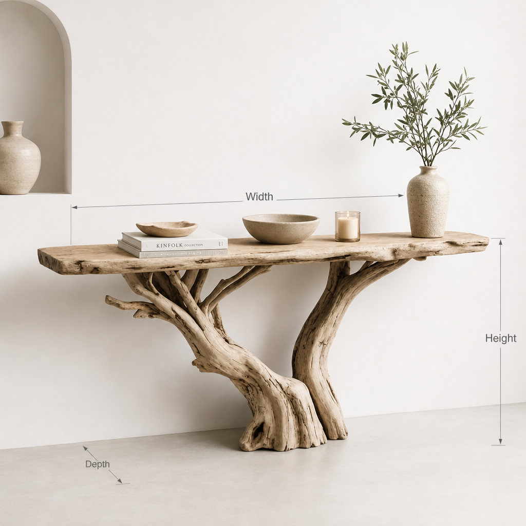 Live Edge Narrow Entryway Console Table – Handmade Rustic Farmhouse Wood