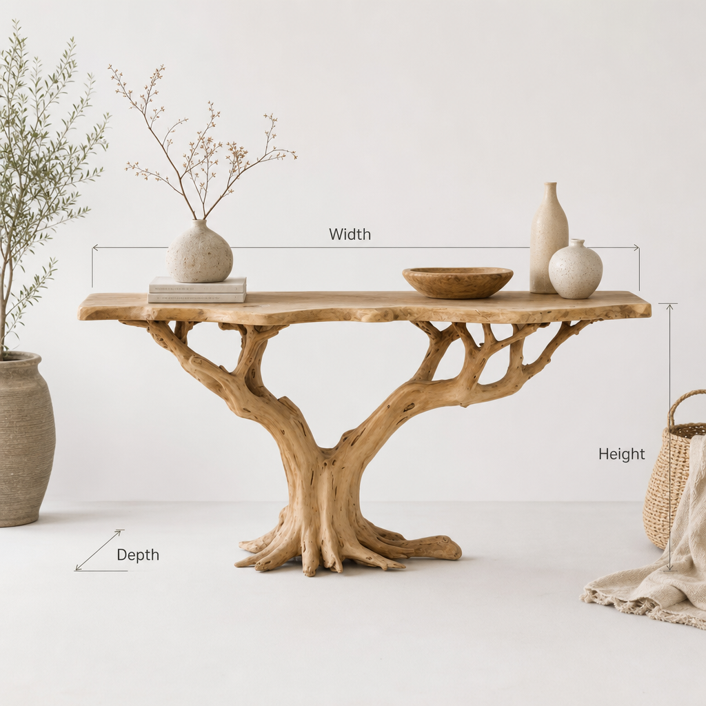 Live Edge Narrow Entryway Console Table – Handmade Rustic Farmhouse Wood