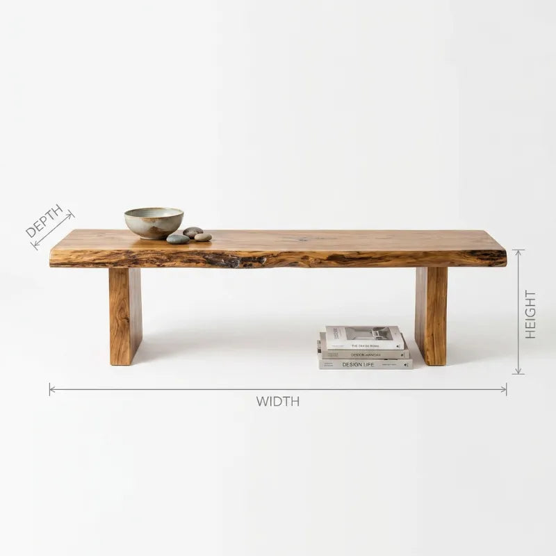 Live Edge Solid Walnut Bench - Handcrafted 2-Leg Outdoor Indoor Entryway Seat