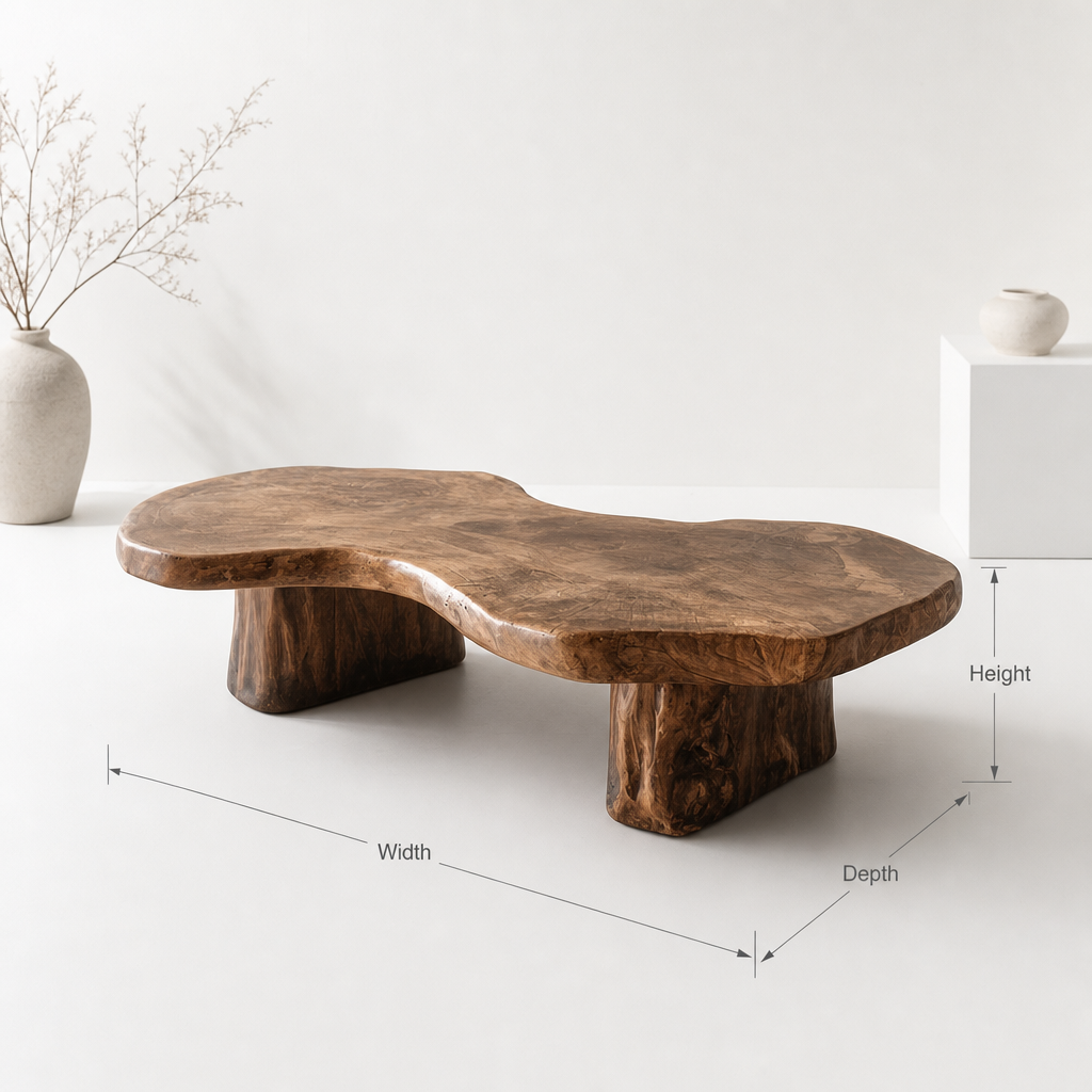 Live Edge Solid Wood Coffee Table – Handcrafted Rustic Center Table