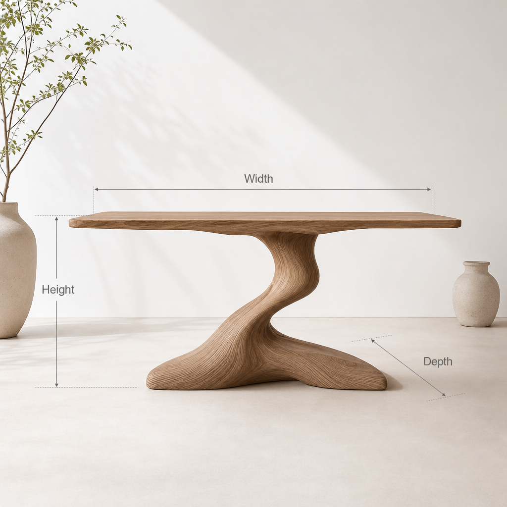 Live Edge Solid Wood Console Table – Handmade Sculptural Entryway & Living Room Table