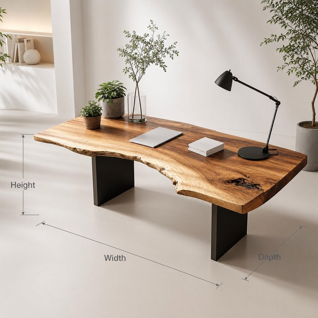 Live Edge Solid Wood Desk-Organic Modern Workspace Masterpiece