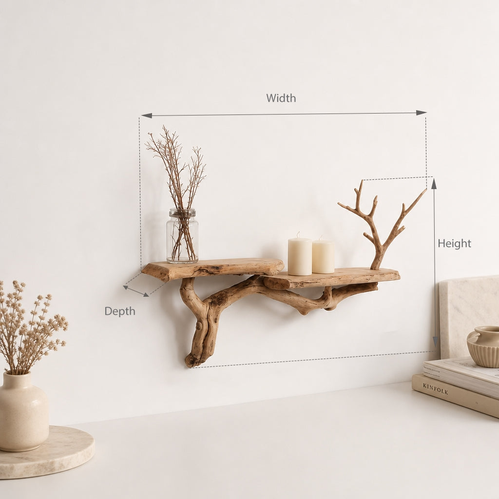 Live Edge Solid Wood Floating Shelf – Handcrafted Wall Shelf for Decor & Storage