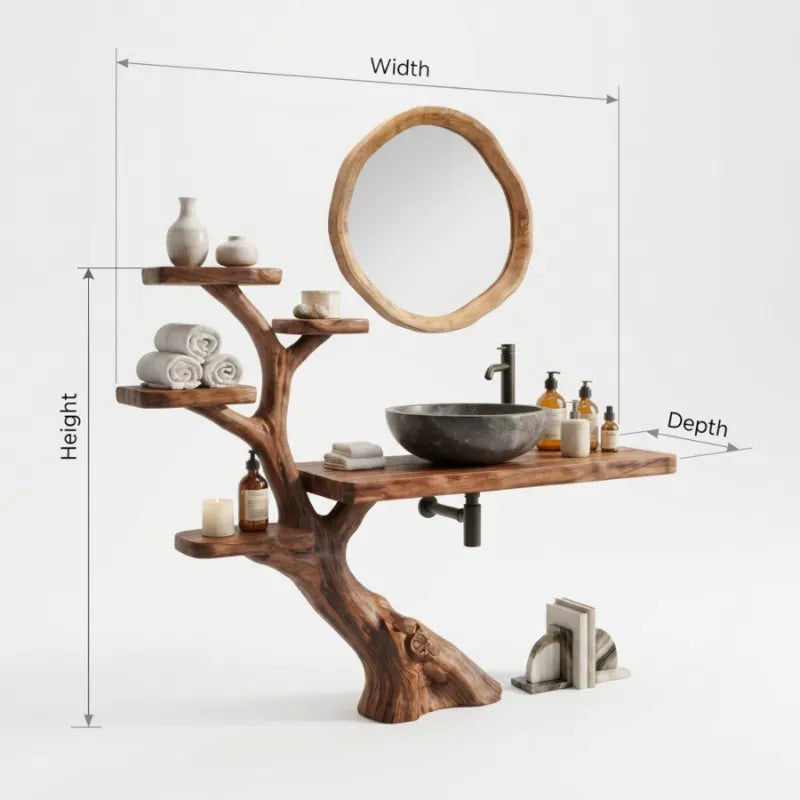 Live Edge Tree Root Solid Wood Vanity Base