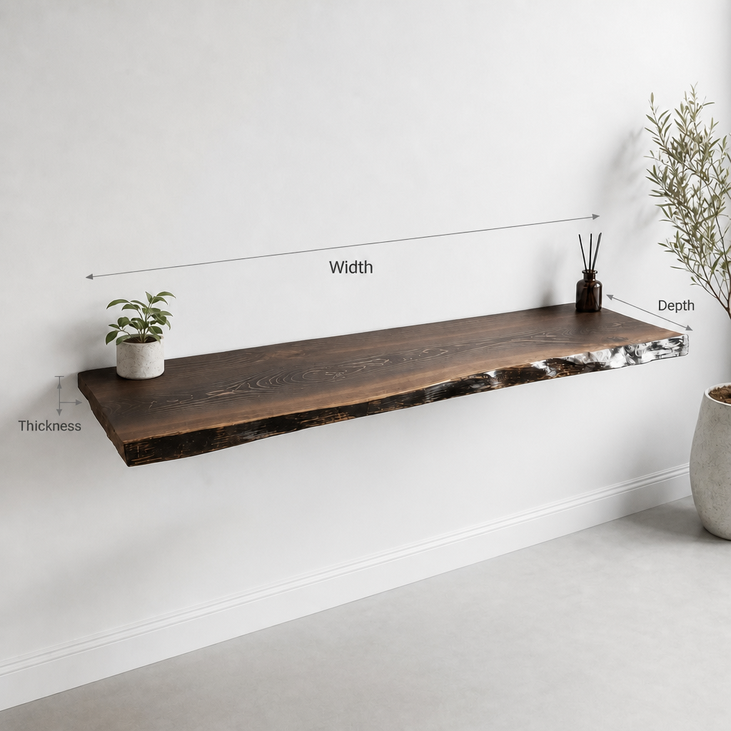 Live Edge Wall Mounted Bar Table – Rustic Floating Counter for Modern Homes