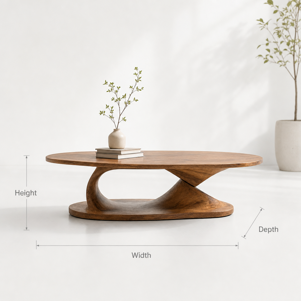 Live Edge Wood Coffee Table - Handmade Rustic Farmhouse Trestle Table - Solid Wood Center Table