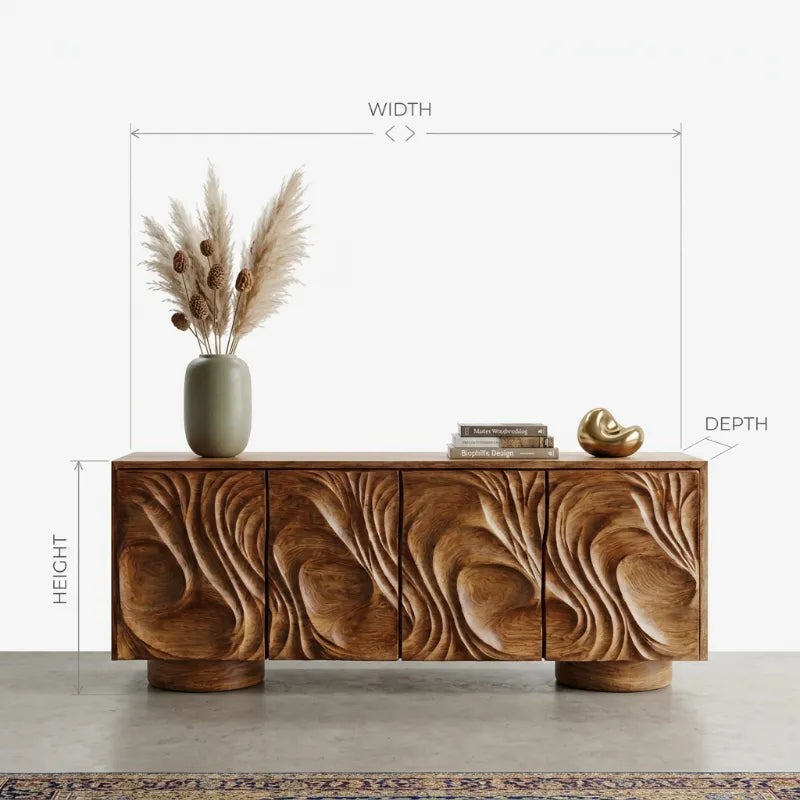 Luxury Credenza Sculpted Door Storage Furniture For Living
