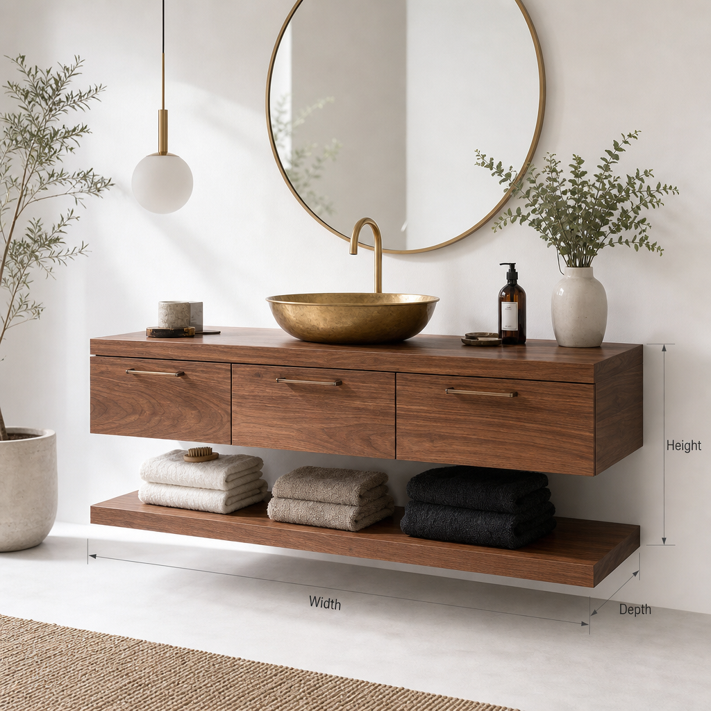 Luxury Floating Bathroom Vanity – Modern Elegant Wall-Mounted Design